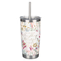 He Has Made Everything Beautiful In Its Time Floral Stainless Steel Travel Mug with Straw