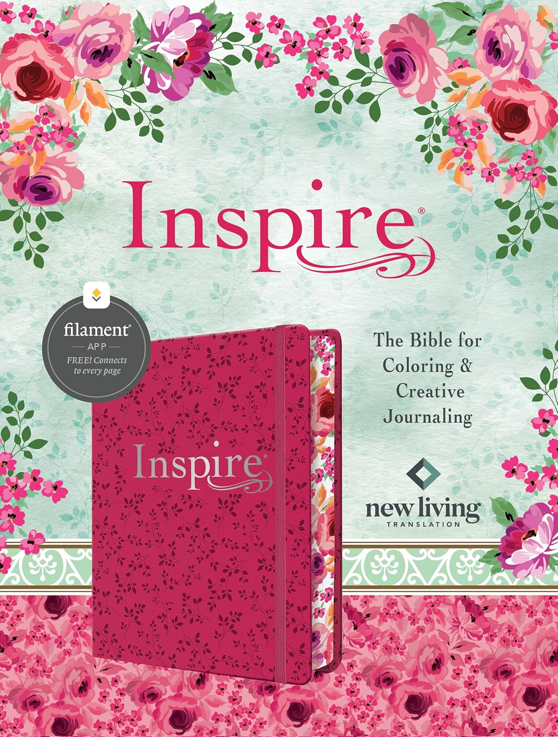 Pink Peony Faux Leather Inspire Filament Bible (NLT)